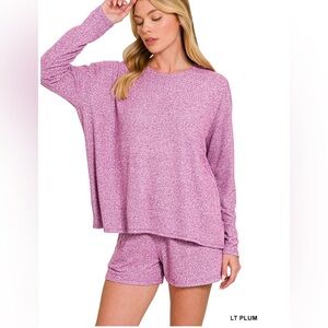 Zenana Outfitters Light Plum Lounge Top & Shorts Set